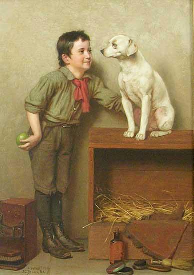 John George Brown His favorite pet France oil painting art